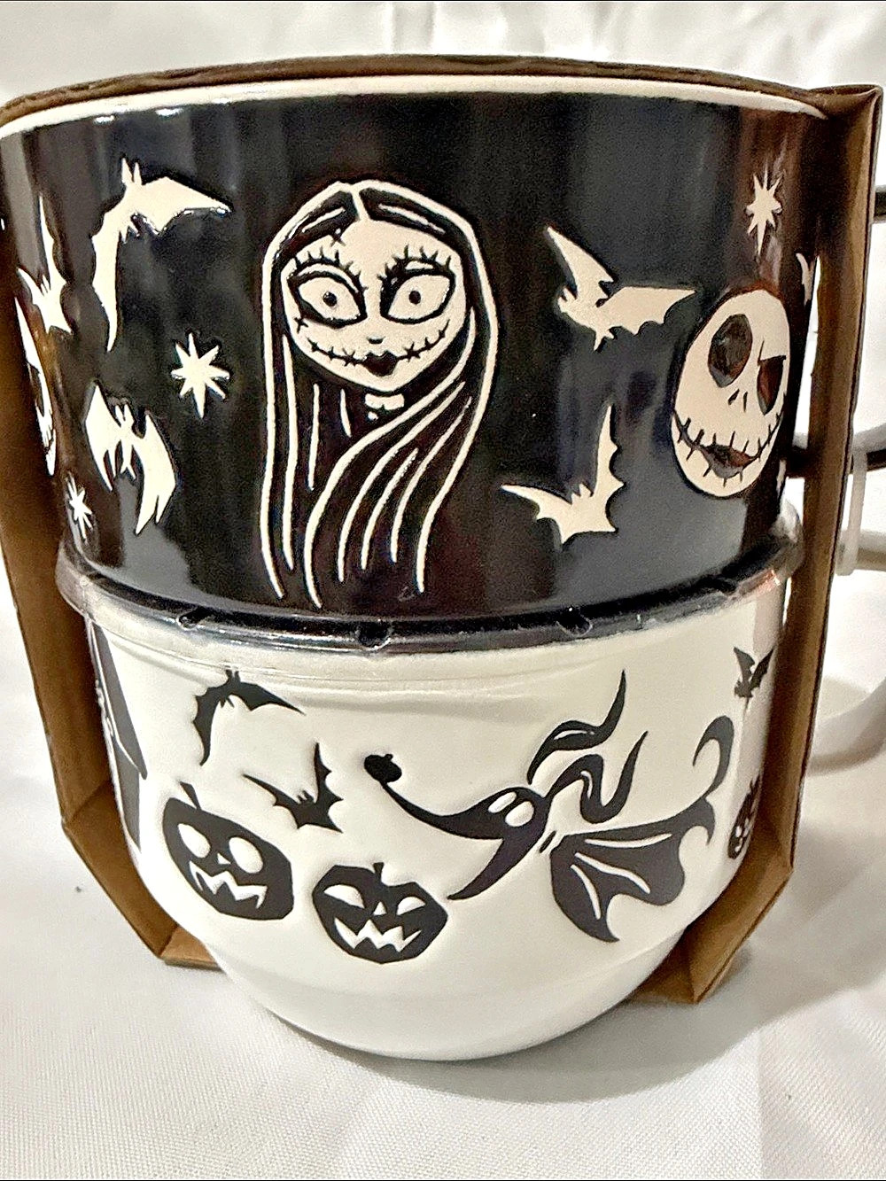 Disney The Nightmare Before Christmas Stacking Mugs Set of 2 Black & White Mugs